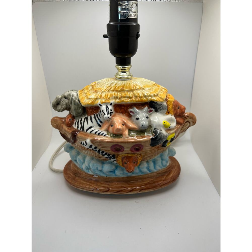 Noah’s Ark Ceramic Lamp Perfect for Baby’s Nursery